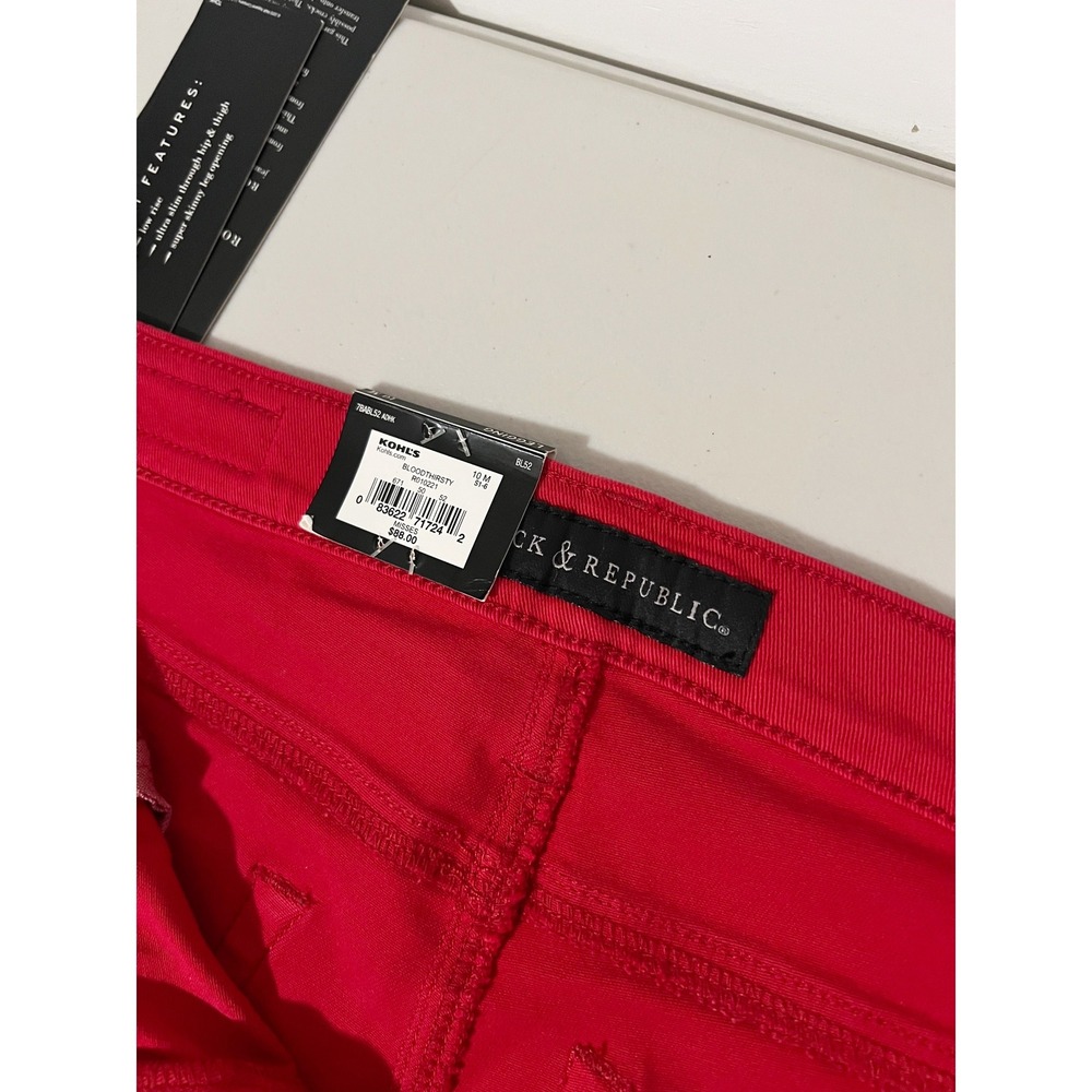 Rock & Republic Red Skinny Zip Pocket Legging Pants Women Size 10 - Picture 8 of 9